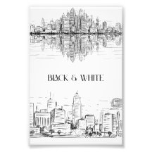 Hand Drawn City Skyline | Black and White Urban