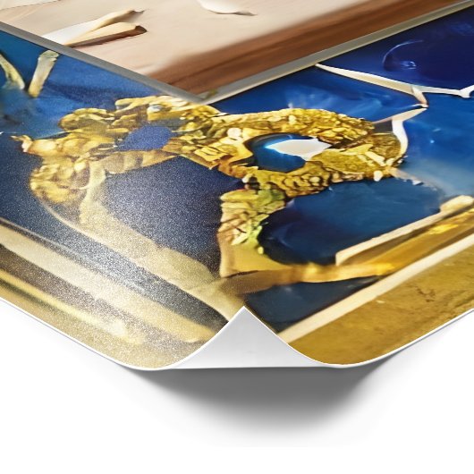 Impression Photo Hanoukka bleue Menorah (Coin)