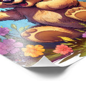 Impression Photo Happy Bear avec Papillon et Fleur (Coin)