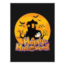 Happy Halloween Haunted House Moon