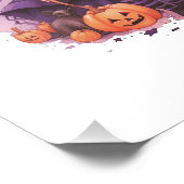 Impression Photo Happy Halloween violet sorcière Citrouilles et cha (Coin)