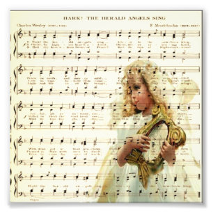 Impression Photo Hark entendent les anges chanter sur la feuille de