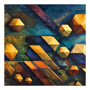 Impression Photo Harmonie Géométrique : Cubes Abstraits en Or et Sa