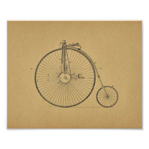 Impression Photo Haute copie vintage d'art de brevet de bicyclette
