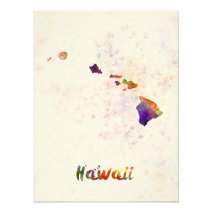 Impression Photo Hawaii US state in watercolor