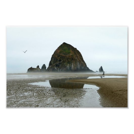 Impression Photo Haystack Rock Reflection, Cannon Beach, Oregon (Devant)
