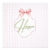 Impression Photo Hazel personnalisé Baby Girl Nursery Bow&En vichy (Devant)