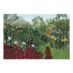 Impression Photo Henri Rousseau - Forêt tropicale avec singes