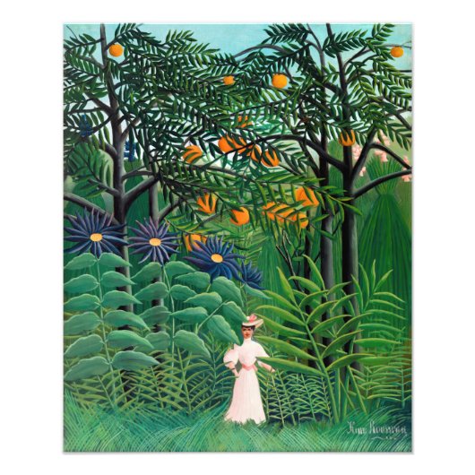 Impression Photo Henri Rousseau - Une femme marche dans une forêt e (Devant)