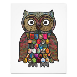 Impression Photo Hibou de patchwork