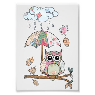 Impression Photo Hibou sous la pluie