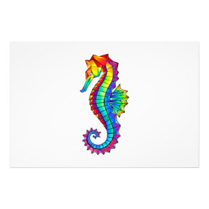 Impression Photo Hippocampe polygonal arc-en-ciel