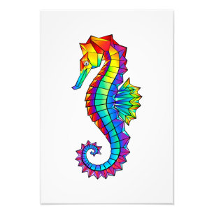 Impression Photo Hippocampe polygonal arc-en-ciel