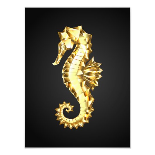 Impression Photo Hippocampe Polygonal Or (Devant)