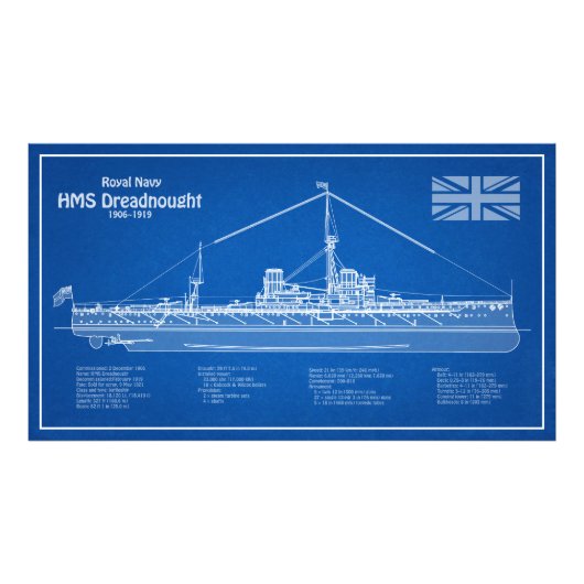 Impression Photo HMS Dreadnoud - Plan d'expédition ABD (Devant)