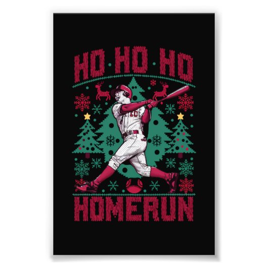 Impression Photo Ho Ho Homerun Baseball Laid Christmas Sweat (Devant)