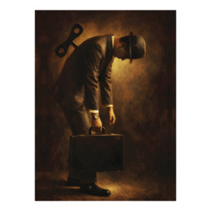 Impression Photo Homme de Bureau à Ressort Routine Surréaliste Grin