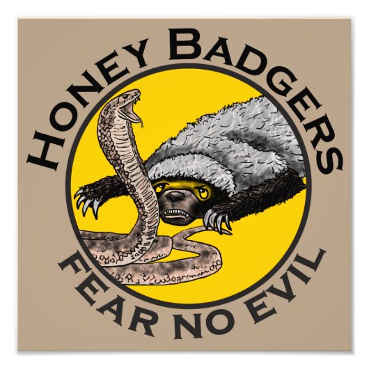 Impression Photo Honey Badgers ne crains pas mal Jaune effrayant An (Devant)