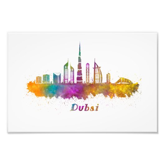 Impression Photo horizonte Dubai acuarela (Devant)