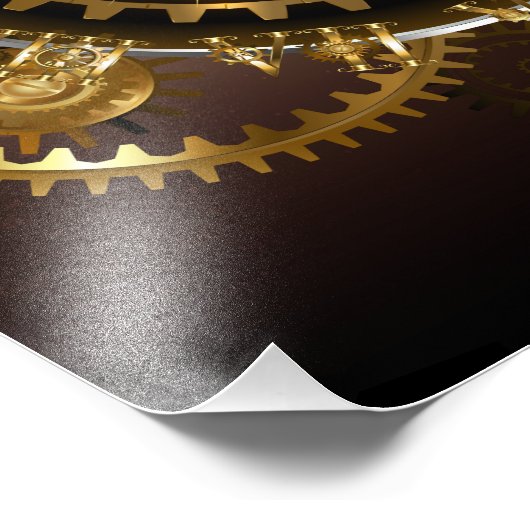 Impression Photo Horloge Steampunk avec des engrenages anciens (Coin)