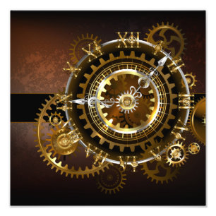 Impression Photo Horloge Steampunk avec engrenages antiques