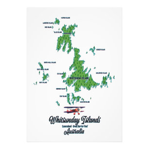 Impression Photo Îles Whitsunday Australie affiche de carte
