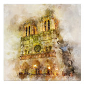 Impression Photo Illustration aquarelle Notre-Dame Cathédrale Paris (Devant)