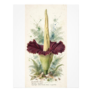 Impression Photo Illustration botanique vintage de l'Arum Titan sur