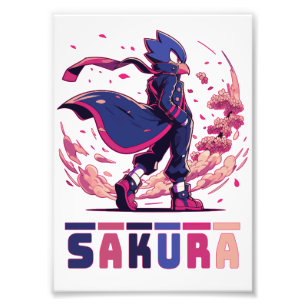 Impression Photo Illustration d'anime de l'oiseau guerrier Sakura E
