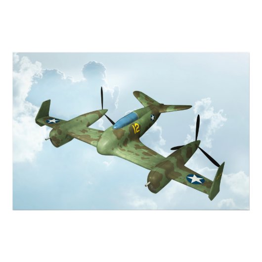 Impression Photo Illustration d'aviation militaire de vol de warbir (Devant)