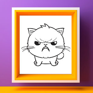 Impression Photo Illustration de chat en colère et qui crache en li