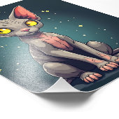 Impression Photo Illustration de chat Sphynx UFO dans l'espace de s (Coin)