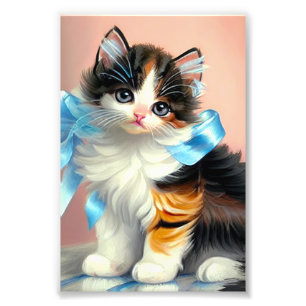 Impression Photo Illustration de chaton calico vintage