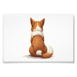 Impression Photo Illustration de chien vue arrière vintage sur fond