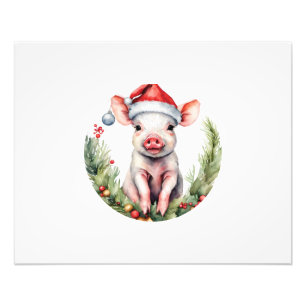 Impression Photo Illustration de porcelet de Noël adorable avec
