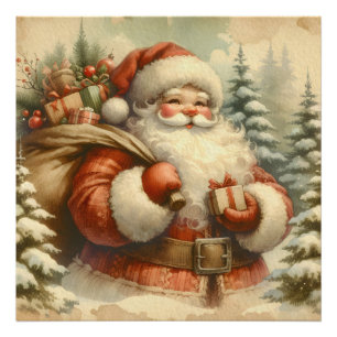 Impression Photo Illustration du Père Noël rétro