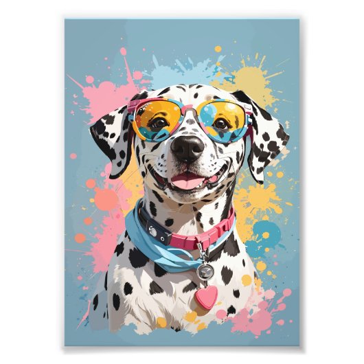 Impression Photo illustration du visage de chien dalmate heureux (Devant)