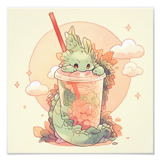 Impression Photo Illustration d'un dragon mignon (Devant)