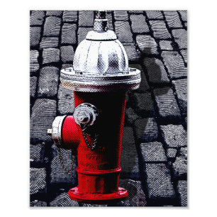 Impression Photo Illustration NYC de l'hydrant de feu rouge