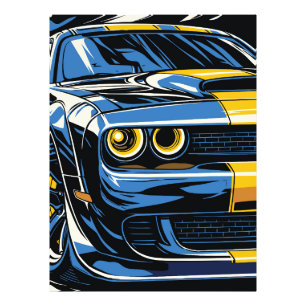 Impression Photo Illustration Pop Art d'une voiture musclée rétro b