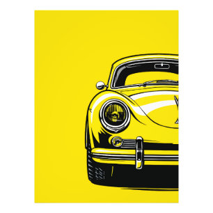 Impression Photo Illustration Pop Art Jaune d'une Ancienne Voiture