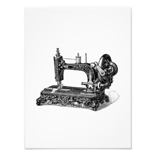 Impression Photo Illustration vintage de machine à coudre de 1800s