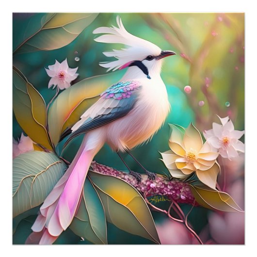 Impression Photo Imaginaire blanc crêpé à queue blanche Jay (Devant)