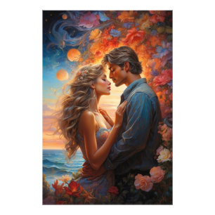 Impression Photo *~* Imaginaire Pleine lune romantique AP51 Coucher