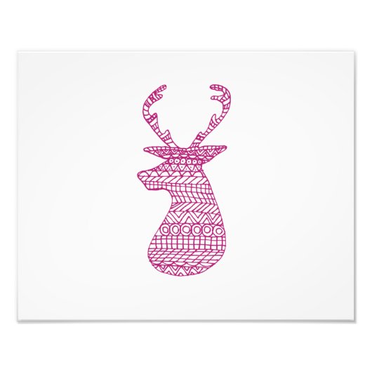 IMPRESSION PHOTO IMPRIMANTE TRIBALE DE HIPSTER DEER - ROSE (Devant)