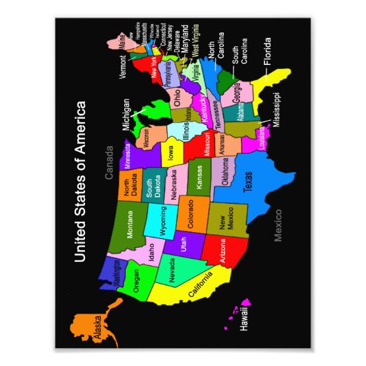 Impression Photo Imprimer la carte USA (Devant)