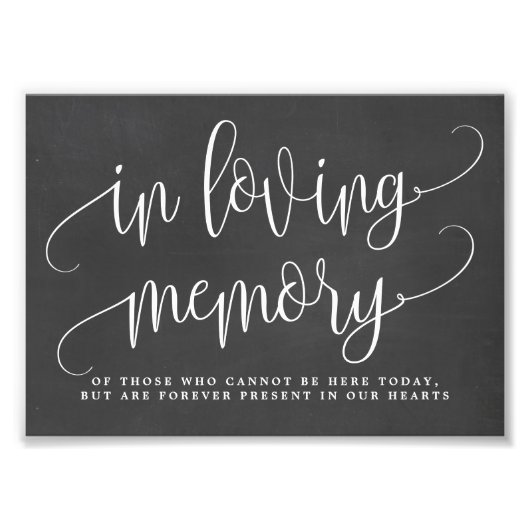 Impression Photo In Love Memory Sign Choisissez votre taille Chalkb (Devant)