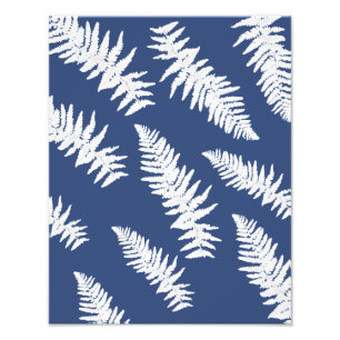 Impression Photo Indigo Fern Peinture Botanique Plante blanche