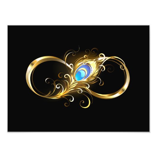 Impression Photo Infinité avec plume de paon doré (Devant)