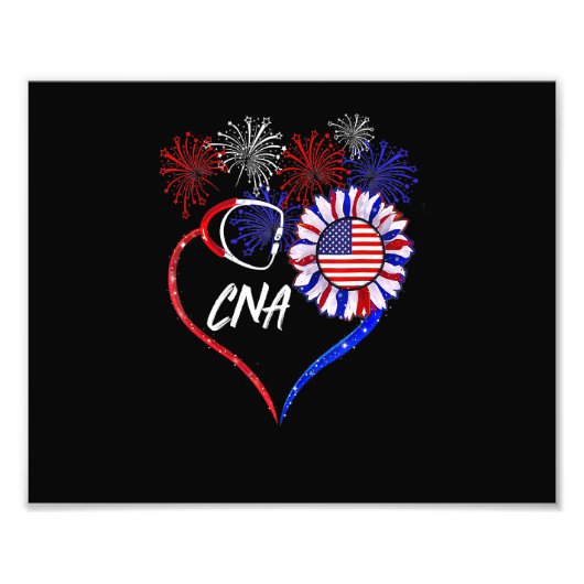Impression Photo Infirmière Patriote du 4 Juillet Cna Drapeau Améri (Devant)